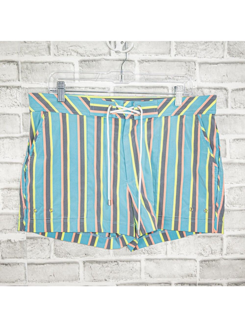 MR TURK Men's stripe Swim Trunks lined size 34 3' inseam